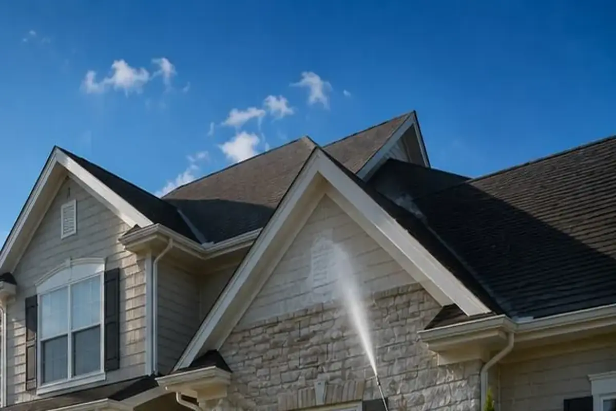 Gutter Cleaning in progress on a property in southwest Missouri